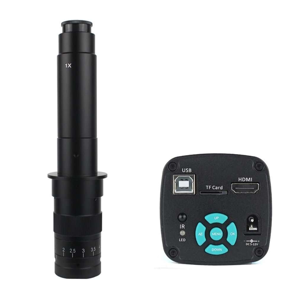 ZTBH Microscope Accessories Kit 48MP 4K 1080P Video HDMI USB Microscope Camera Zoom C Mount w/LED Light Suitable for Acquisition of Digital Images Phone Repair Microscope Slides(Color:with 300X Lens)