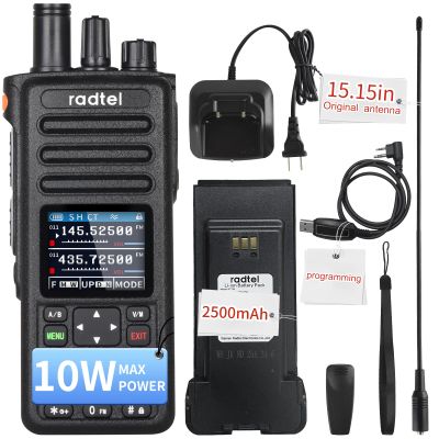 Radtel RT-730 10W Heavy Duty Walkie Talkie, Tri Band Ham Radios Long Range 199CH, Rechargeable Handheld Radio, NOAA, AM Aviation Band Dual PTT for Biking Camping Hiking (1 PCS + Prog Cable)