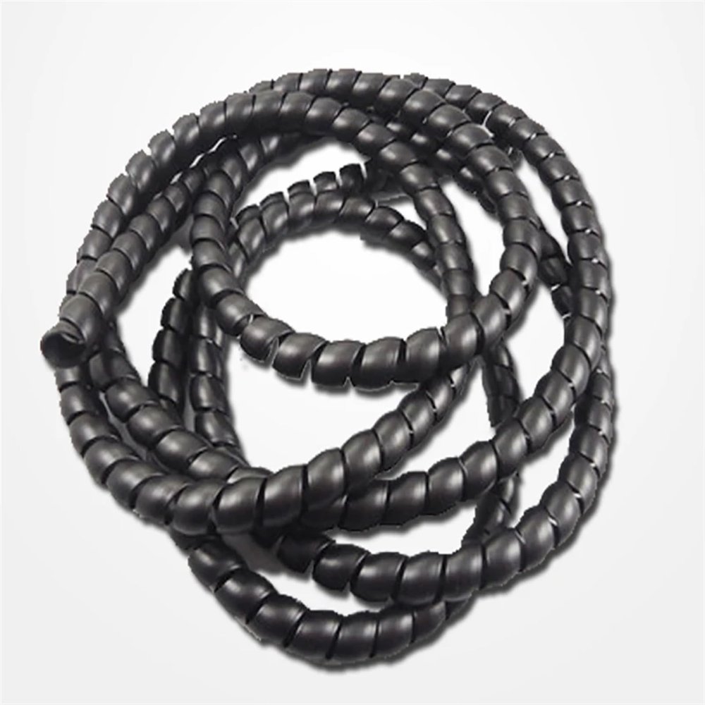 Spiral Wrap 2 Meter Pipe Wire Protective Sleeve 8mm 10mm 12mm 14mm 16mm Spiral Wrap Sleeving Tube Flame Retardant Cable Sleeves Band Winding Tubing Cover(Color:Black,Size:8mm Inside Diameter)