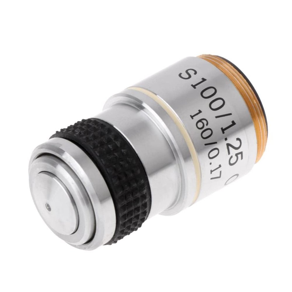 JOEBO Microscope Kit 4X 10X 40X 100X Achromatic Objective Lens for Biological Microscope Microscope Lens Adapters(Color:100X)