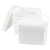 Leendines 10 L Rectangle Storage Bucket with Lid, White Plastic Pail 4 Pack view 1