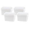 Leendines 10 L Rectangle Storage Bucket with Lid, White Plastic Pail 4 Pack view 2