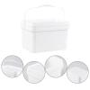 Leendines 10 L Rectangle Storage Bucket with Lid, White Plastic Pail 4 Pack view 3