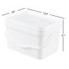 Leendines 10 L Rectangle Storage Bucket with Lid, White Plastic Pail 4 Pack view 4