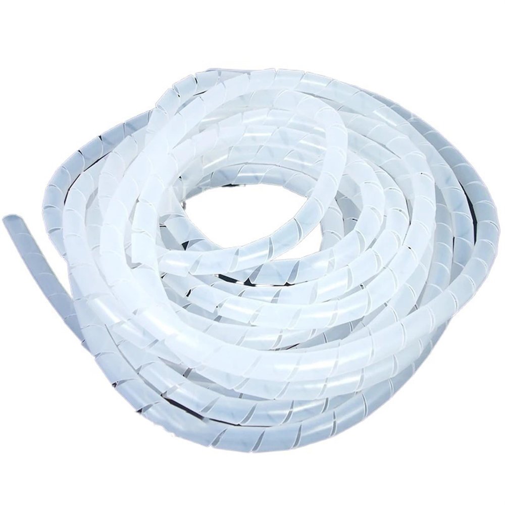 Spiral Wrap 20 Meter White Spiral Cable Wrap 65FT 6mm Inside Diameter Flexible Wire Protector Computer Cord Manage Wire Tube Tubing Cover