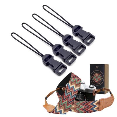 Padwa Lifestyle Vintage Embroidered Camera Strap and 4 Pcs Black Quick Release Camera Strap QD Loops Connector Adapter
