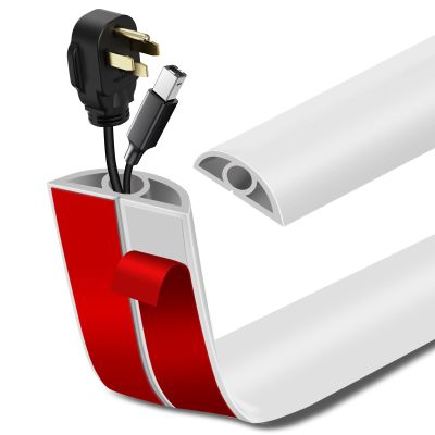 Floor Cord Cover Self Adhesive Cord Hider Floor Extension Cord Covers for Floor Power Cord Protector Cable Management Prevent Cable Trips Cable Cavity 0.32" W x 0.32" H (White, 3.3Ft)