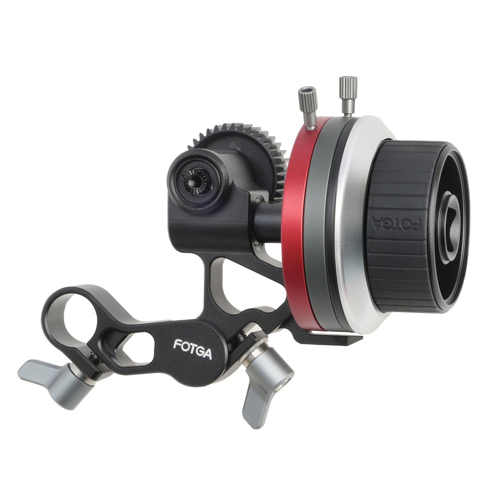 FOTGA Mini Follow Focus with A/B Stops & 15mm Rod Clamp, Gear Ring Belt & Extension Arm KIT for DSLR/Mirrorless Camera, Camera Cage Rig