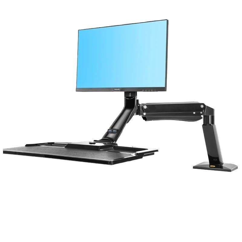 AVXANKTG NB40 Ergonomic Height Adjustable Computer Sitting Stand Workstation 22-32 Inch Monitor Mounting Bracket with Keyboard Board Desktop Stand, Black