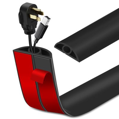 Floor Cord Cover Self Adhesive Cord Hider Floor Extension Cord Covers for Floor Power Cord Protector Cable Management Prevent Cable Trips Cable Cavity 0.32" W x 0.32" H (Black, 3.3Ft)
