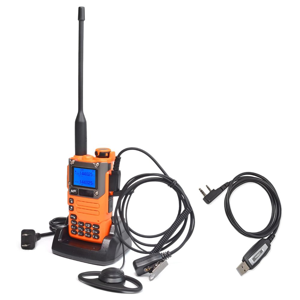 YNIBST UV-K5(8) UV-K6 Walkie Talkie, VHF/UHF Dual Band Handheld Radio,AM/FM,NOAA Weather Alert,Type-C Port,Set with Earpiece and Programming Cable (Orange)