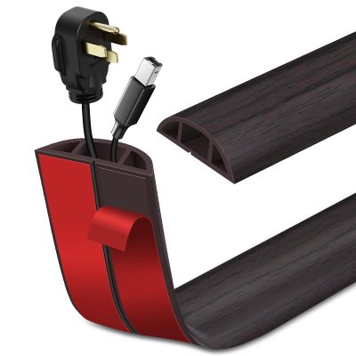 Floor Cord Cover Self Adhesive Cord Hider Floor Extension Cord Covers for Floor Power Cord Protector Cable Management Prevent Cable Trips Cable Cavity 0.51" W x 0.31" H (Dark Walnut, 20Ft)