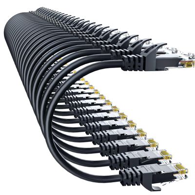 10Gsupxsel Cat 6 Ethernet Cable 6FT (24Pack), Cat6 Ethernet Patch Cable 10Gbps, High-Speed UTP Cat6 Network Cable Pure Copper, Cat 6 Cable for Home and Office Network, Black