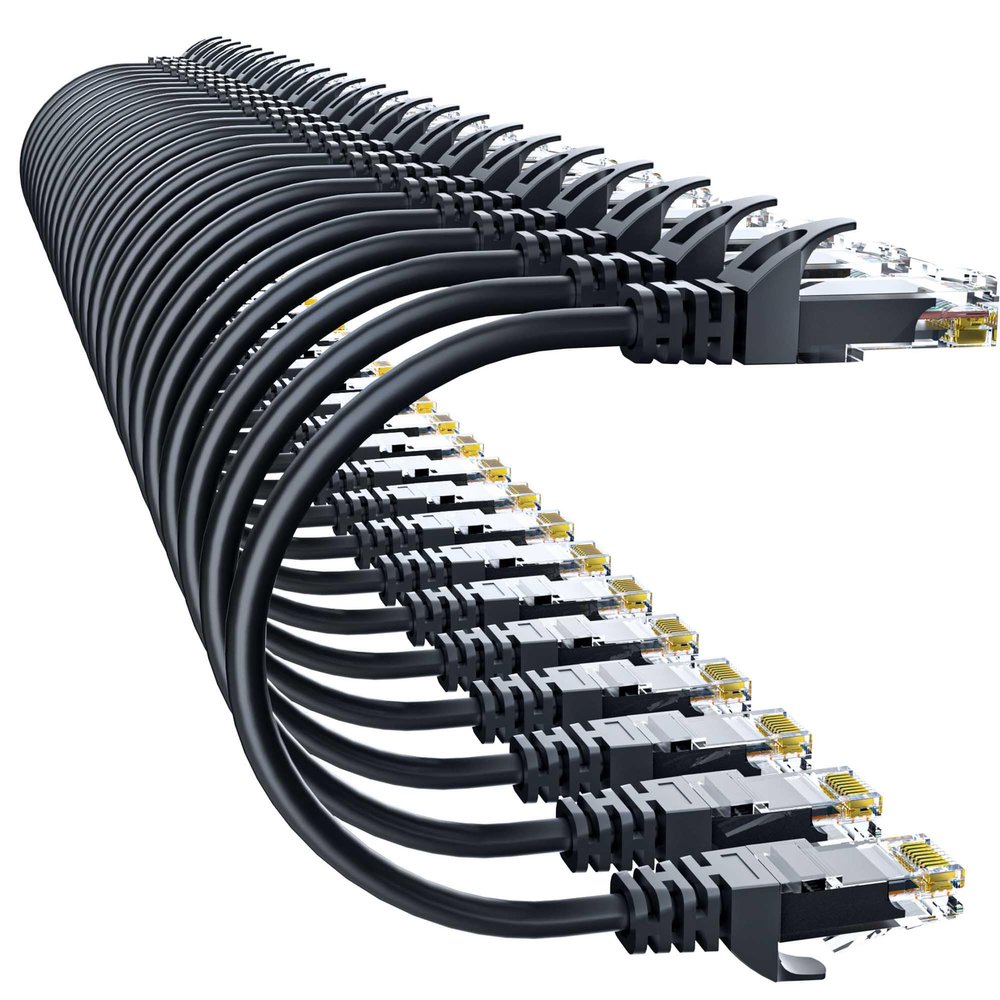 10Gsupxsel Cat 6 Ethernet Cable 3FT (24Pack), Cat6 Ethernet Patch Cable 10Gbps, High-Speed UTP Cat6 Network Cable Pure Copper, Cat 6 Cable for Home and Office Network, Black
