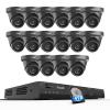 16 Channel Security Camera System 4K PoE, 16x 8MP Wired IP Black Turret Dome Camera with AI Human Vehicle Detection, Built-in Mic, Remote Access 24-7 Recording, 4K 16CH NVR 4TB HDD, PD93A31616-8M view 1