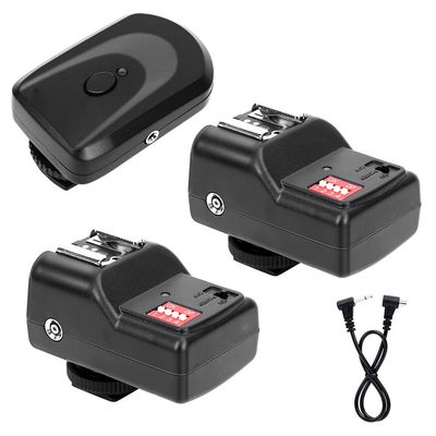433MHZ Flash Set, 1 Transmitter 2 Receivers, 1 Sync Wire Cable, 30m Distance, 16 Channels, Universal Hot Shoe, for Cameras