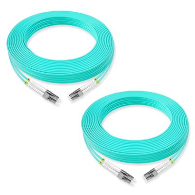 Lebrudos 2Pcs 15 Meter Multi-Mode Fiber Optic Patch Cord LC UPC to LC UPC Duplex, Fiber Cable Jumper OM3 50/125m, 850nm/1300nm LSZH 3.0mm