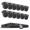 PANOOB 16 Channel Security Camera System, 12x 5MP Wired IP Dome Turret PoE Camera Outdoor, AI Human Detection, Built-in Mic, Remote Access, 4K 16 Channel NVR 4TB HDD for 24-7 Recording, PD93A31216-5M view 1
