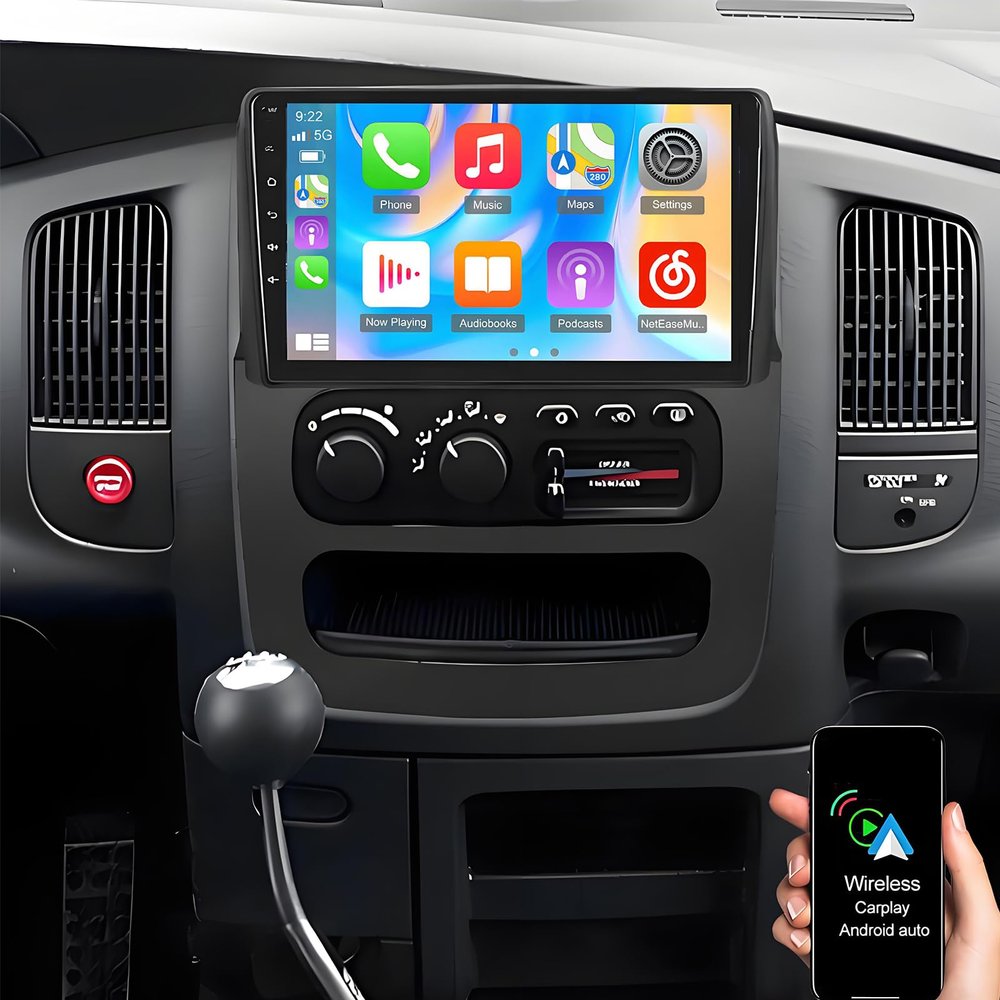 Car Stereo Radio Fit for Dodge Ram 1500 2500 3500 200 2 2003 2004 2005, 9 inch Touch Screen Car Radio Receiver with Carplay Android Auto WiFi GPS Navigation Bluetooth FM SWC Backup Camera -2+32G