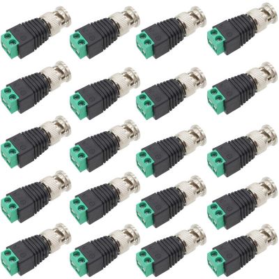 AIMHDUTY BNC Male Balun Adapter 20-Pack, BNC Male Connector to Screw Terminal Solderless for Coax Cat 5 Cat 6 Suvelliance Vedio Camera