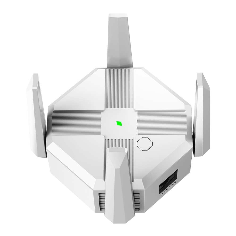 DirectNine Basics WiFi Extender, 1200Mbps Dual Band 2.4G/5G Wireless Internet Repeater and Signal Amplifier, Four Antennas 360  Full Coverage Strong Signal Enhancement, Two Working Modes, White