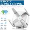 DirectNine Basics WiFi Extender, 1200Mbps Dual Band 2.4G/5G Wireless Internet Repeater and Signal Amplifier, Four Antennas 360  Full Coverage Strong Signal Enhancement, Two Working Modes, White view 3