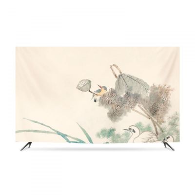 GSGC TV Cover TV Dust Cover 32-80 Inches Vintage Printed TV Display Protector Modern LED/LCD TV Protector Covers Desktop Wall Hanging Curved Monitor Screen Cover Cloth Universal-Beige-5||58-60 inch