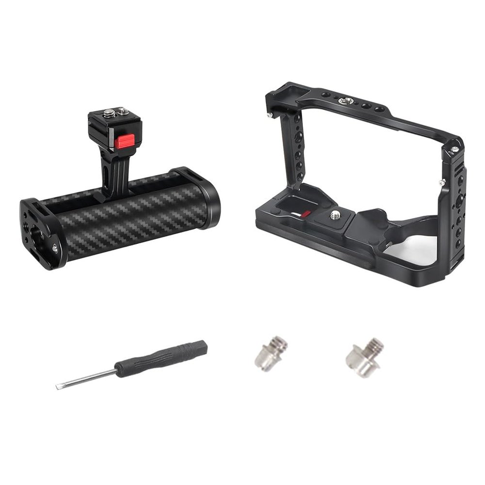BGNing A6700 Camera Cage Rig Stabilizer Compatible with Sony A6700 DSLR Camera Video Cage with Cold Shoe Mount 1/4 3/8 Thread Arri Locating Holes (Combo A)