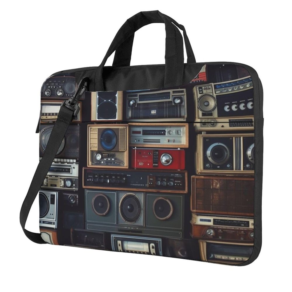 13 inch Laptop Tote Bag Men Women Vintage Wall of Radio Boombox Shoulder Laptop Sleeve Briefcase Messenger Computer Bag