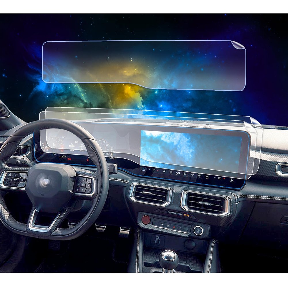 2Pack EUEKY 2024 Mustang Compatible with 2026 2025 2024 Mustang Integrated Screen Protector 2024 Ford Mustang Dark Horse / GT Premium Fastback 13.2In Nav. & 12.4In Dash Screen Protector Mustang Accessories 2024
