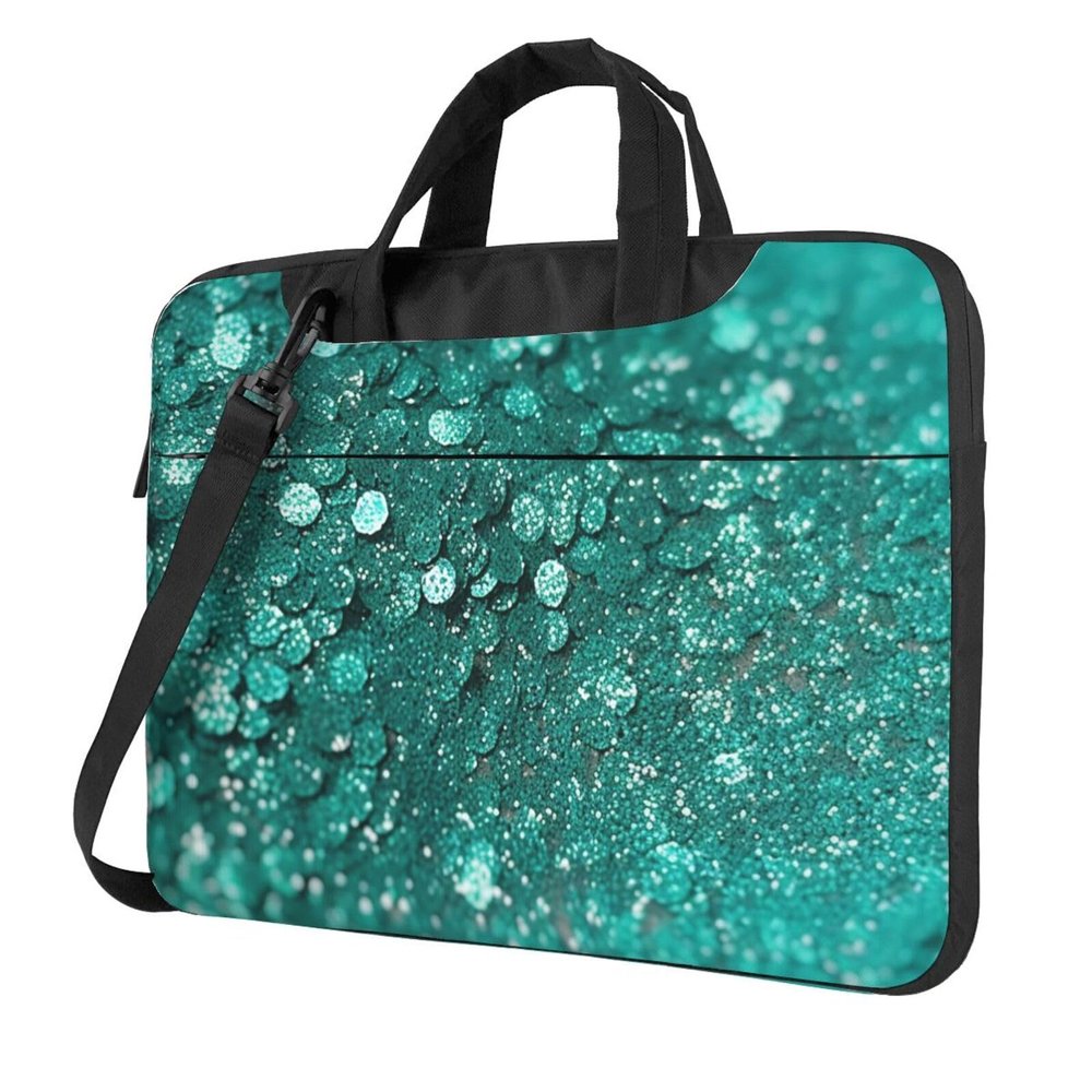 14 inch Laptop Tote Bag Men Women Turquoise Glitter Shoulder Laptop Sleeve Briefcase Messenger Computer Bag