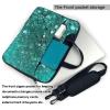 14 inch Laptop Tote Bag Men Women Turquoise Glitter Shoulder Laptop Sleeve Briefcase Messenger Computer Bag view 3