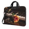 14 inch Laptop Tote Bag Men Women Vintage Rose and Wine on The Piano Shoulder Laptop Sleeve Briefcase Messenger Computer Bag view 1