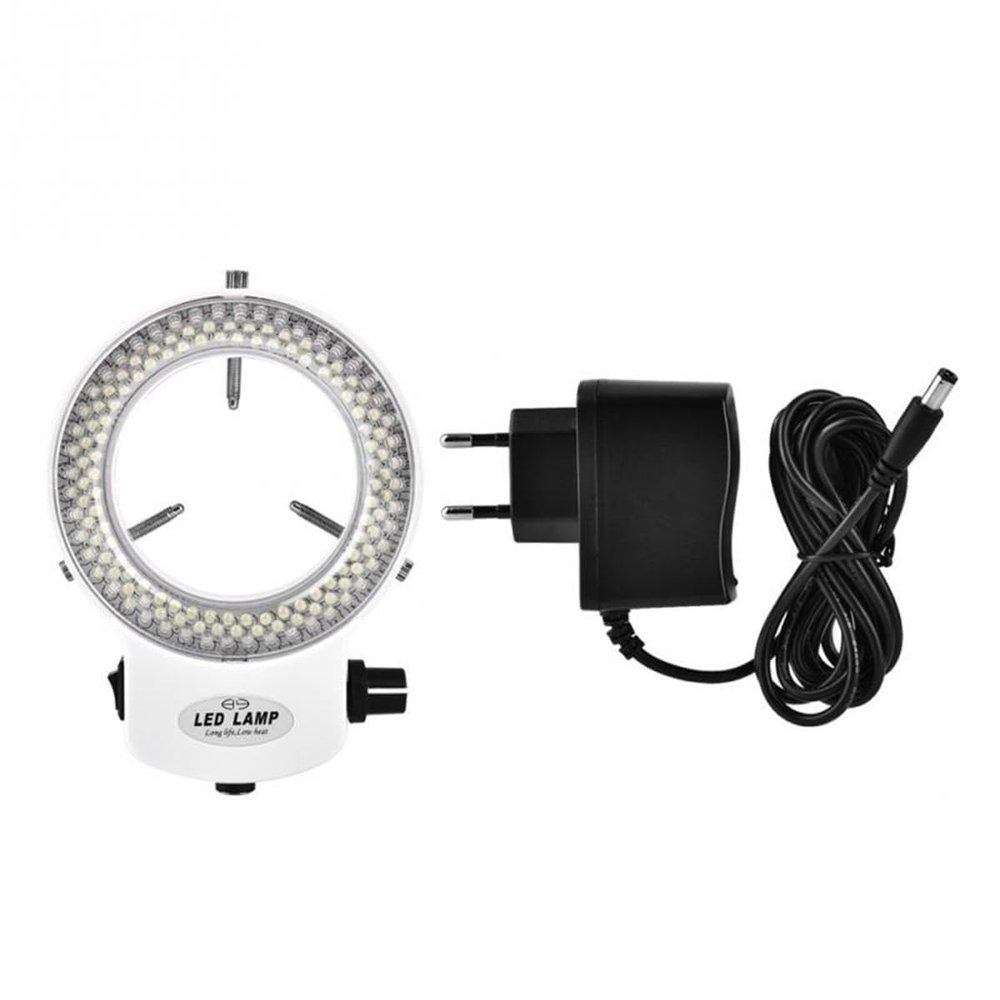JOEBO Microscope Kit 100V 220V 4.5W Microscope Camera 144 LED Beads Adjustable Ring Lamp Microscope Lens Adapters(Color:White)