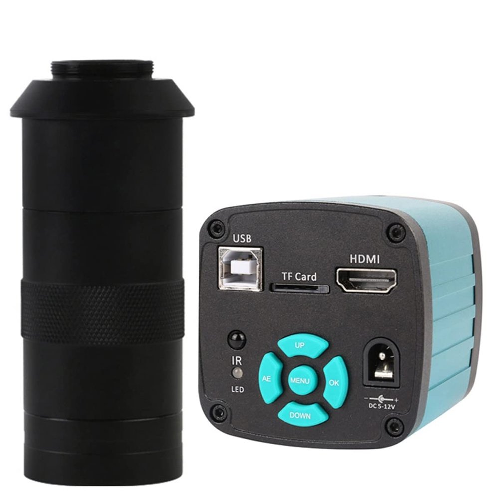 Microscope Kit Microscope Camera 4K 48MP HDMI Industrial USB Digital Video Microscope Camera Monocular 130X Zoom C-Mount Lens For PCB Phone Repair Soldering Microscope Lens Adapters(Color:48MP With Le