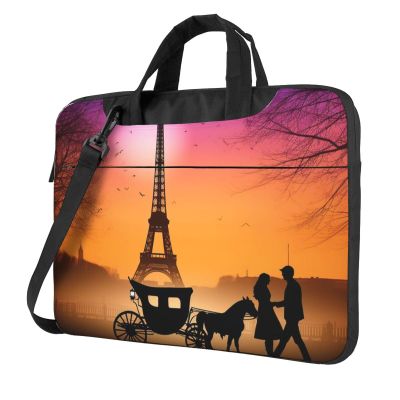 15.6 inch Laptop Tote Bag Men Women Eiffel Tower Sunset Couple silhouette Shoulder Laptop Sleeve Briefcase Messenger Computer Bag