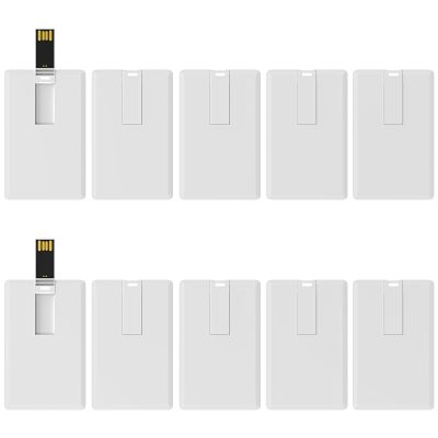 ABLAZE Flash Drive 64GB 10 Pack, Credit Card USB 2.0 Thumb Drive Bank Card Shape Memory Stick Credit USB Pendrives Bulk (White, No Logo)
