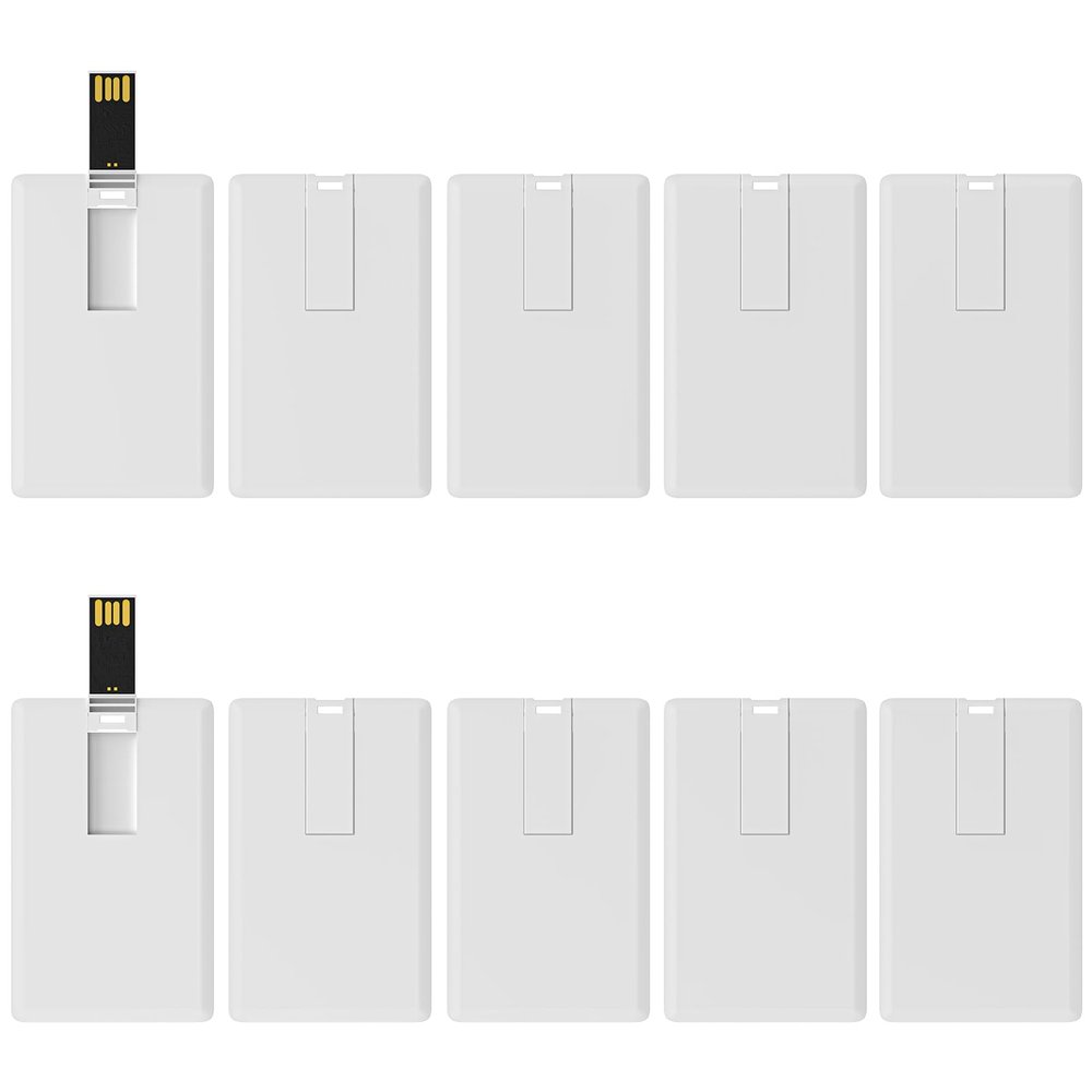 ABLAZE Flash Drive 64GB 10 Pack, Credit Card USB 2.0 Thumb Drive Bank Card Shape Memory Stick Credit USB Pendrives Bulk (White, No Logo)