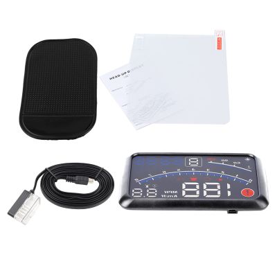 Head Up Display, Universal HUD Car Display, Car Digital Speedometer with MPH KM h Speed Limit Warning Plug