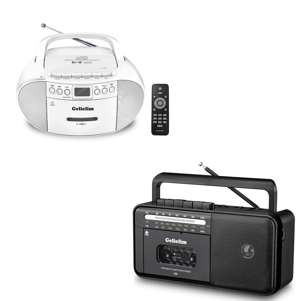 Gelielim Cassette Player Boombox Bluetooth Speaker AM FM Radio