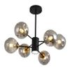 DXYC Mid-Century Black Gold Ceiling Pendant Light, Modern Industrial Sputnik Chandelier, Round Bubble Chandelier with Amber Smoke Glass for Dining Room, Bedroom, Living Room(6 Lights,Smoke Gray) view 1
