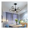 DXYC Mid-Century Black Gold Ceiling Pendant Light, Modern Industrial Sputnik Chandelier, Round Bubble Chandelier with Amber Smoke Glass for Dining Room, Bedroom, Living Room(6 Lights,Smoke Gray) view 2