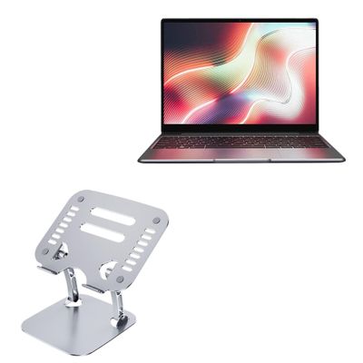 BoxWave Stand and Mount Compatible with Chuwi CoreBook X (14 in) - Executive VersaView Laptop Stand, Ergonomic Adjustable Viewing Angle Metallic Riser - Metallic Silver