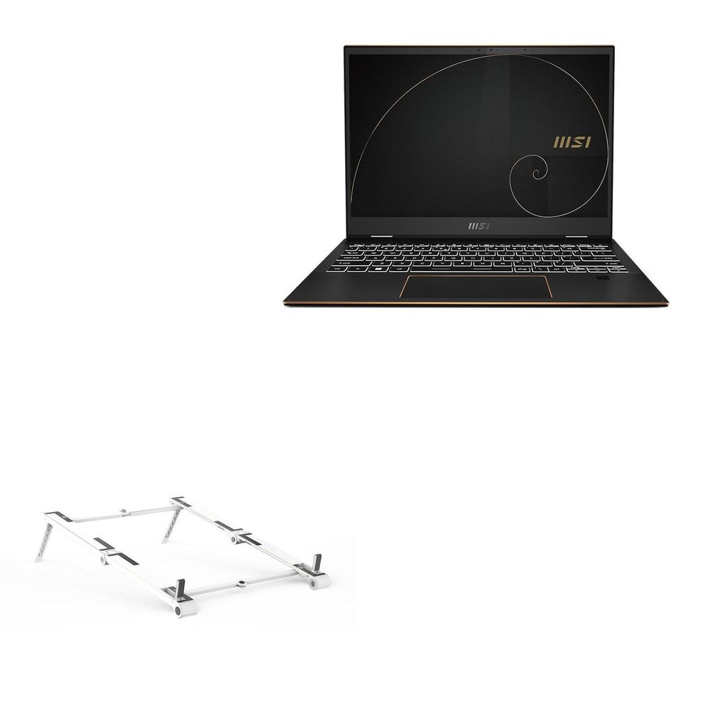 BoxWave Stand and Mount Compatible with MSI Summit E13FlipEvo A12MT-026 (13.4 in) - Pocket Aluminum Stand 3-in-1, Portable Multi Angle Viewing Riser - Metallic Silver