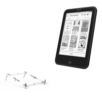 BoxWave Stand and Mount Compatible with Tolino Shine2 300ppi e-Book - Pocket Aluminum Stand 3-in-1, Portable Multi Angle Viewing Riser - Metallic Silver