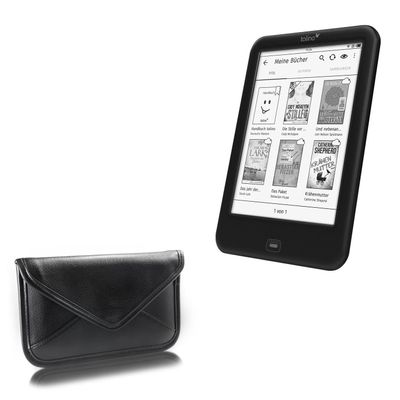 BoxWave Case Compatible with Tolino Shine2 300ppi e-Book - Elite Leather Messenger Pouch, Synthetic Leather Cover Case Envelope Design - Jet Black