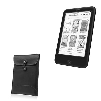 BoxWave Case Compatible with Tolino Shine2 300ppi e-Book - Nero Leather Envelope, Leather Wallet Style Flip Cover