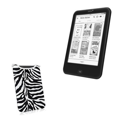 BoxWave Case Compatible with Tolino Shine2 300ppi e-Book - Zebra Plush SlipSuit, Animal Print Padded Soft Sleeve