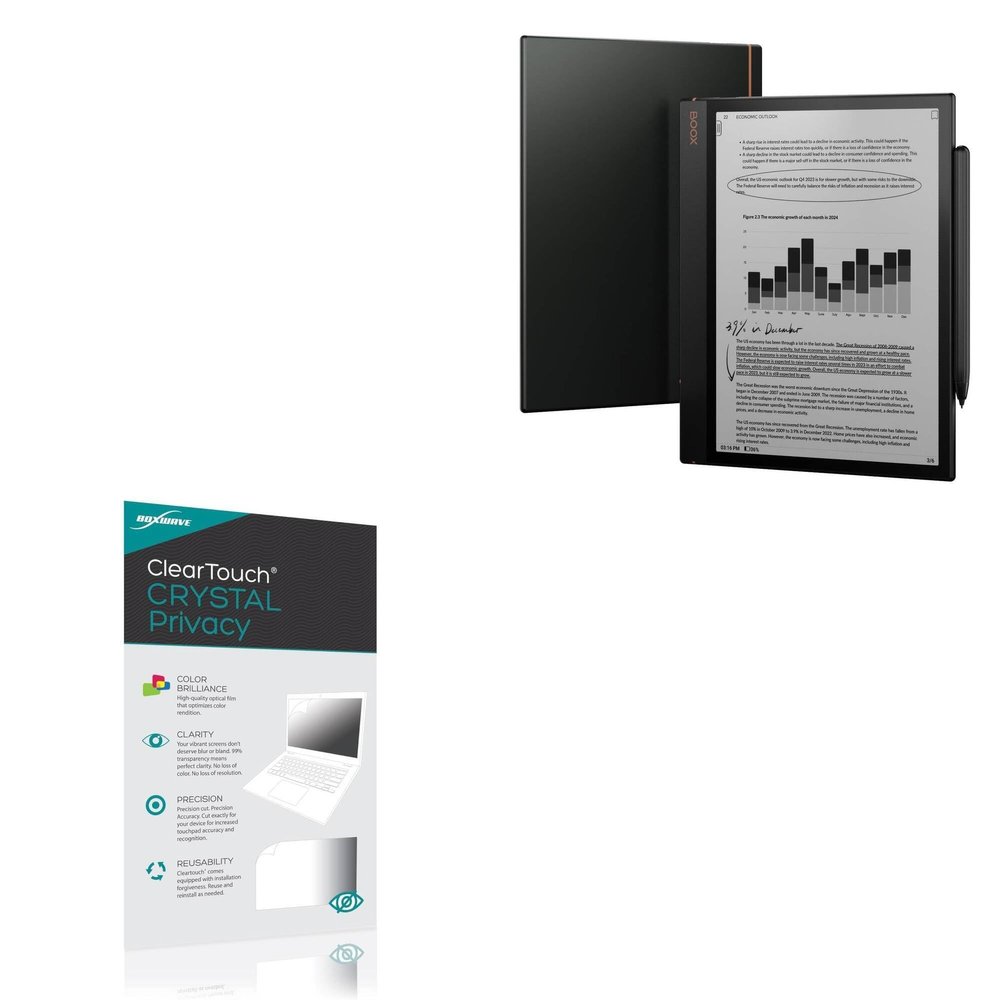 BoxWave Screen Protector Compatible with Boox Note Air3 Tablet (10.3 in) - ClearTouch Crystal Privacy (2-Pack), Privacy Screen Protector Flexible Film Clear