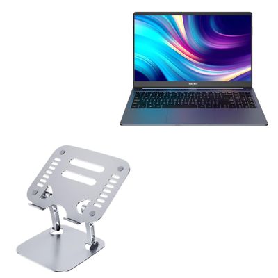 BoxWave Stand and Mount Compatible with Evolve III Megabook Slim (15.6 in) - Executive VersaView Laptop Stand, Ergonomic Adjustable Viewing Angle Metallic Riser - Metallic Silver